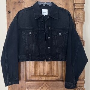 Reformation Jori Cropped Denim Jacket Black (Turano Wash) Size S - Sustainable